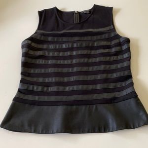 THEORY top Sz 8 Blk Goat Leather/Elastane/Viscose